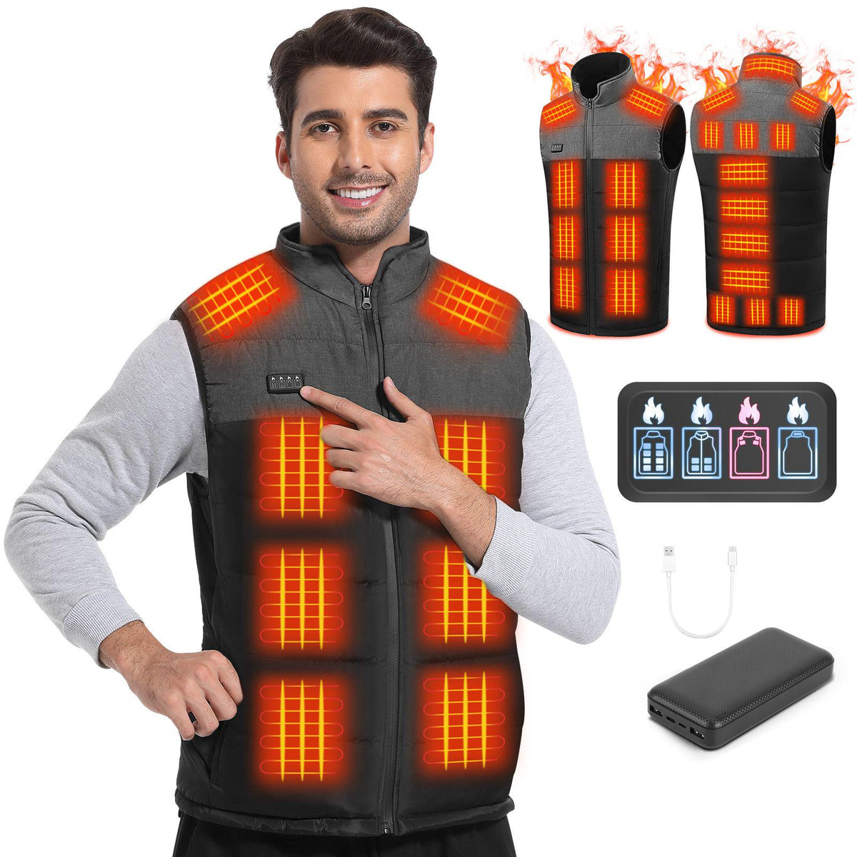 Heated Gilet – Black & Grey